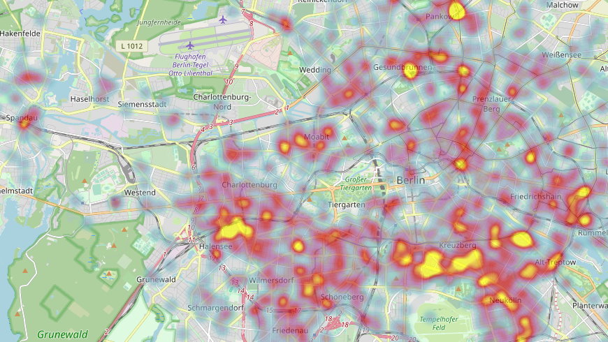 Karte Fahrrad-Diebstahl in Berlin