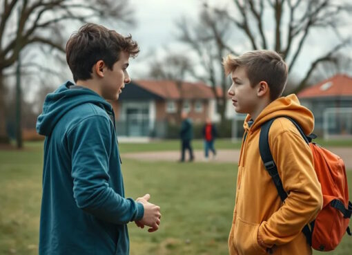 Zwei Schüler auf dem Schulhof