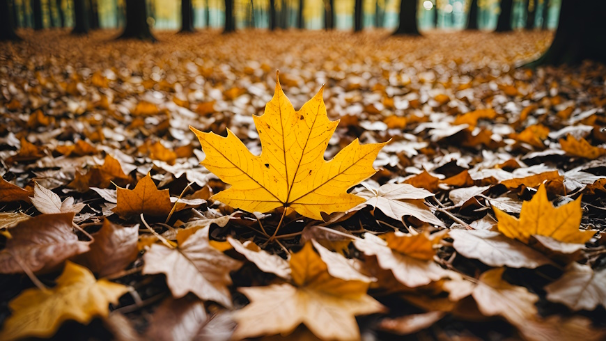 Herbstlaub mit Ahornblatt